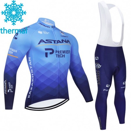 Tenue Maillot M/L + Collant à Bretelles 2021 Astana-Premier Tech Hiver Thermal Fleece N001